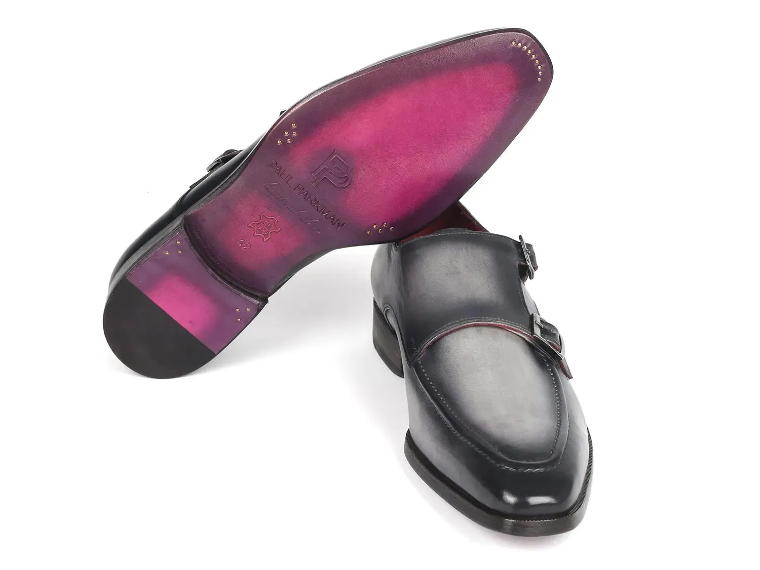 Paul Parkman Chaussures Paul Parkman Chaussures Homme à Double Boucle en Cuir Gris