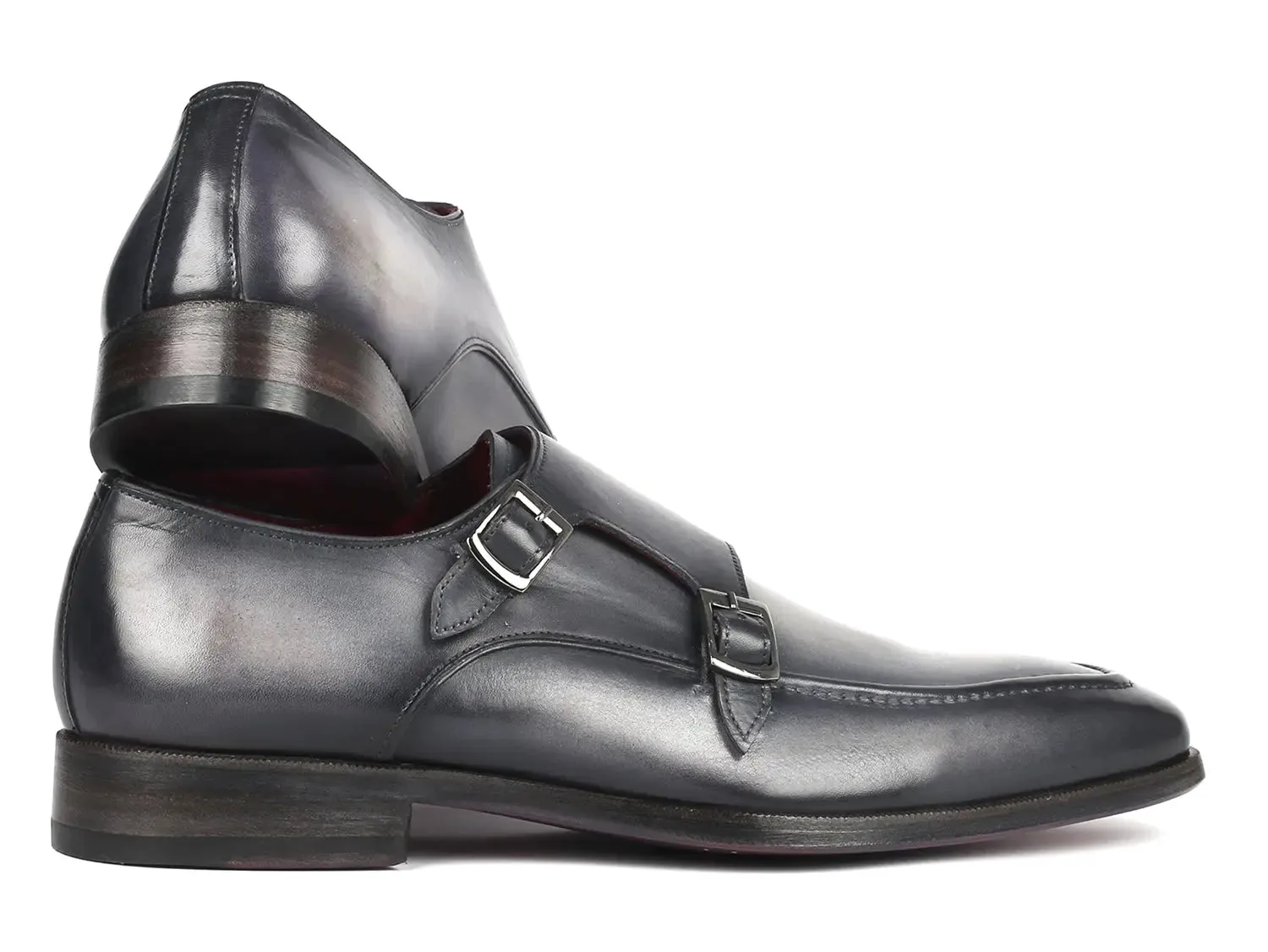 Paul Parkman Chaussures Paul Parkman Chaussures Homme à Double Boucle en Cuir Gris