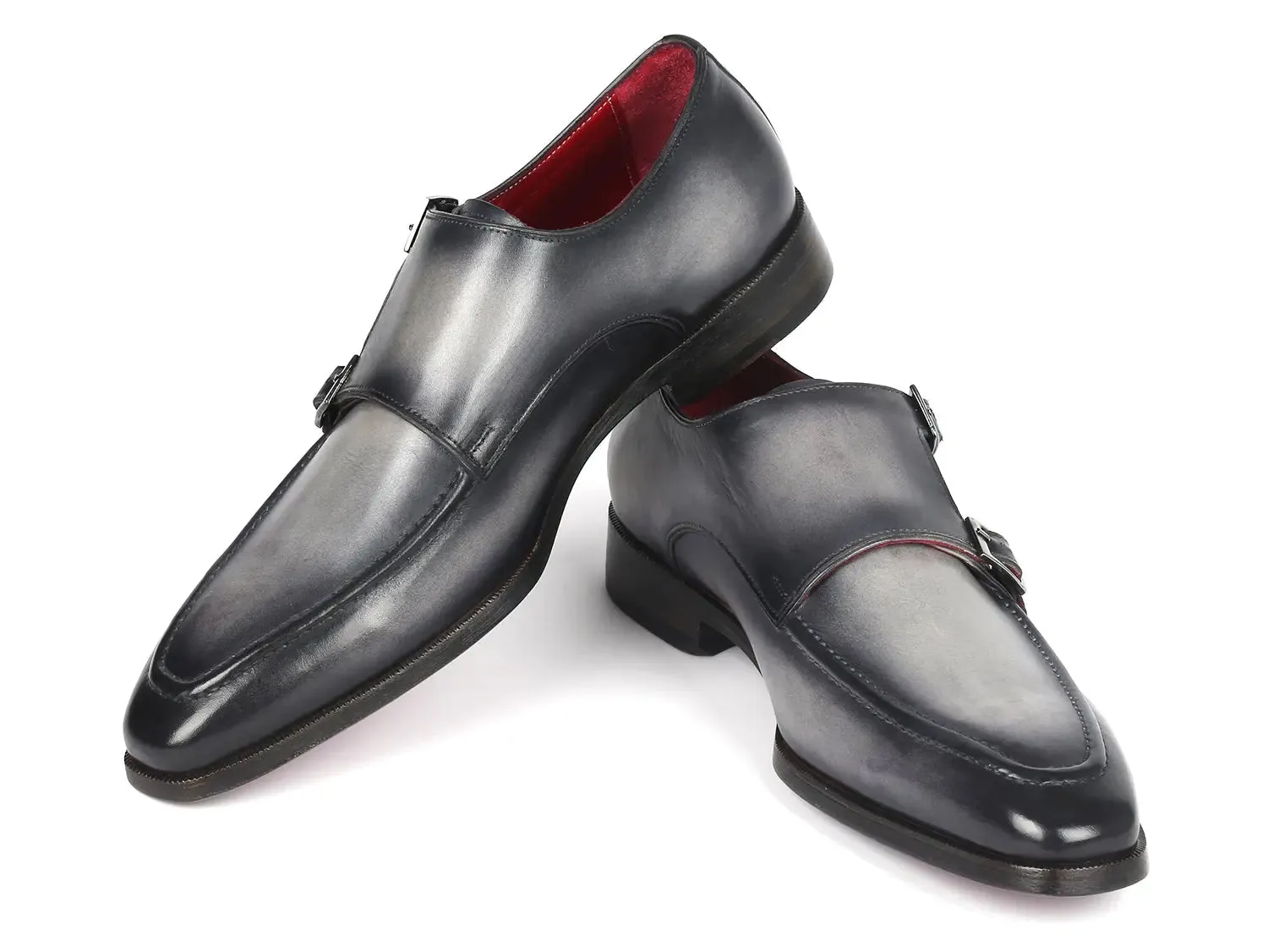 Paul Parkman Chaussures Paul Parkman Chaussures Homme à Double Boucle en Cuir Gris