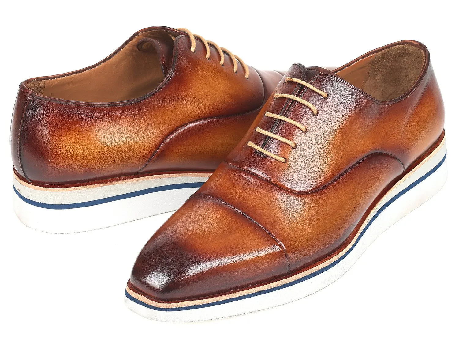 Paul Parkman Chaussures Paul Parkman Oxfords en cuir décontracté élégant pour hommes en marron et camel