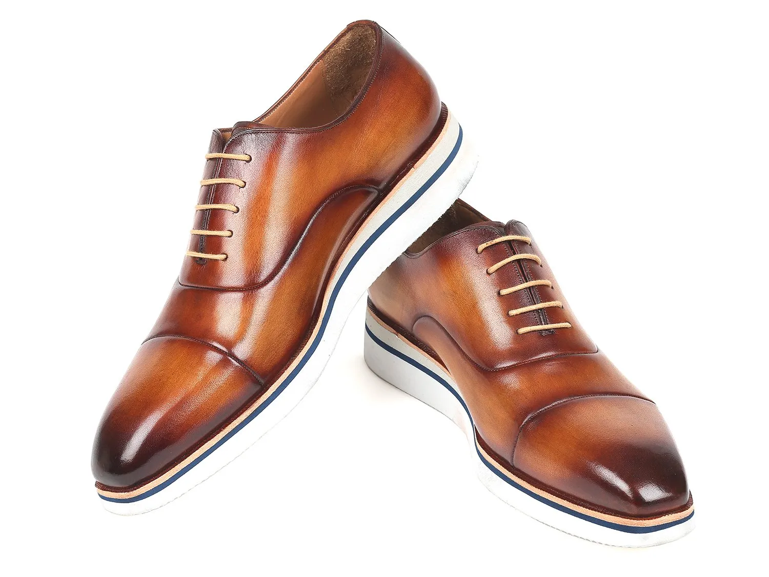 Paul Parkman Chaussures Paul Parkman Oxfords en cuir décontracté élégant pour hommes en marron et camel