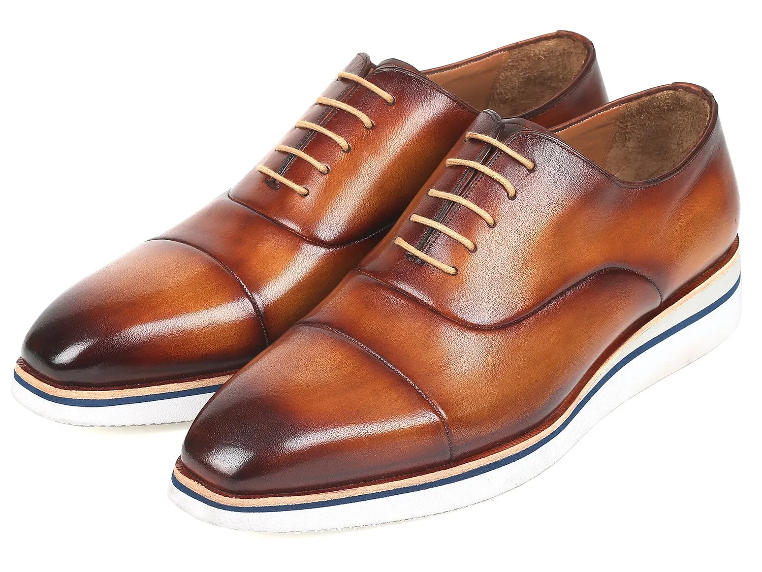 Paul Parkman Chaussures Paul Parkman Oxfords en cuir décontracté élégant pour hommes en marron et camel