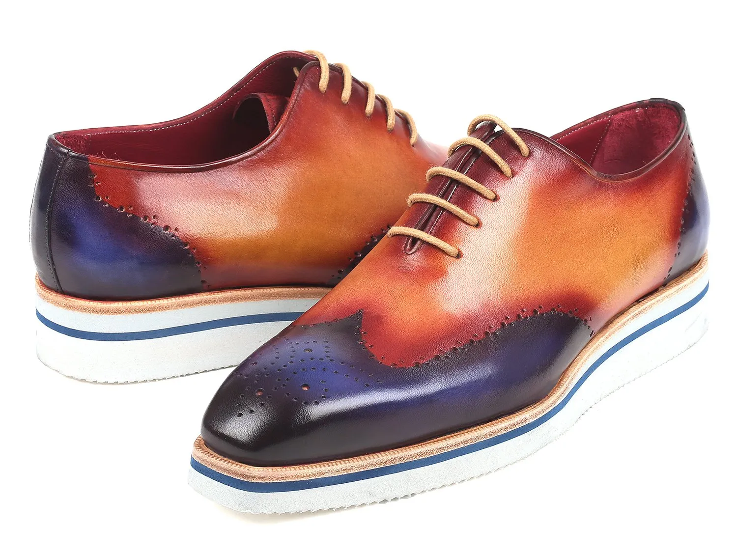 Paul Parkman Chaussures Paul Parkman Richelieu élégant décontracté pour homme en bleu et camel