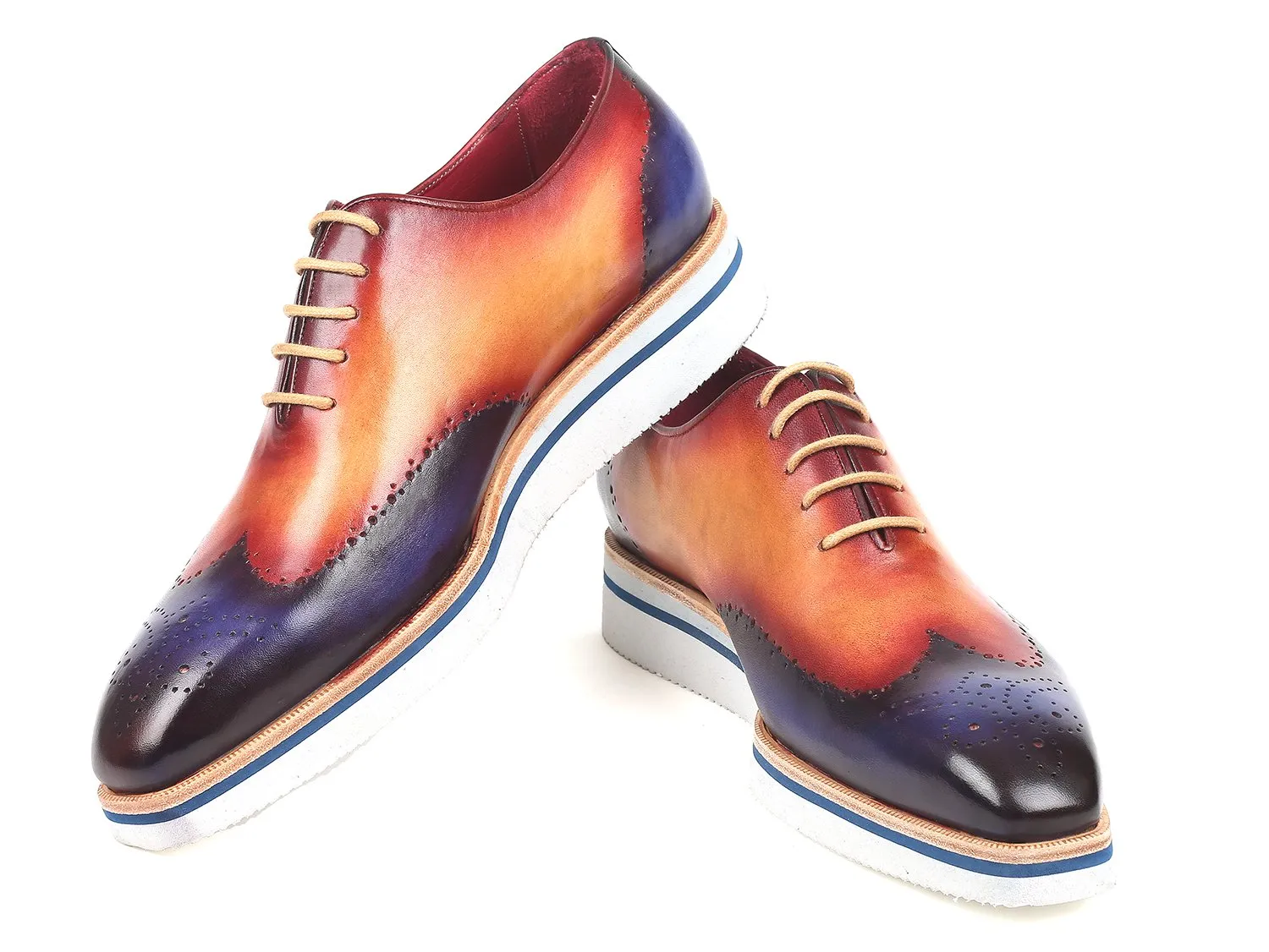 Paul Parkman Chaussures Paul Parkman Richelieu élégant décontracté pour homme en bleu et camel