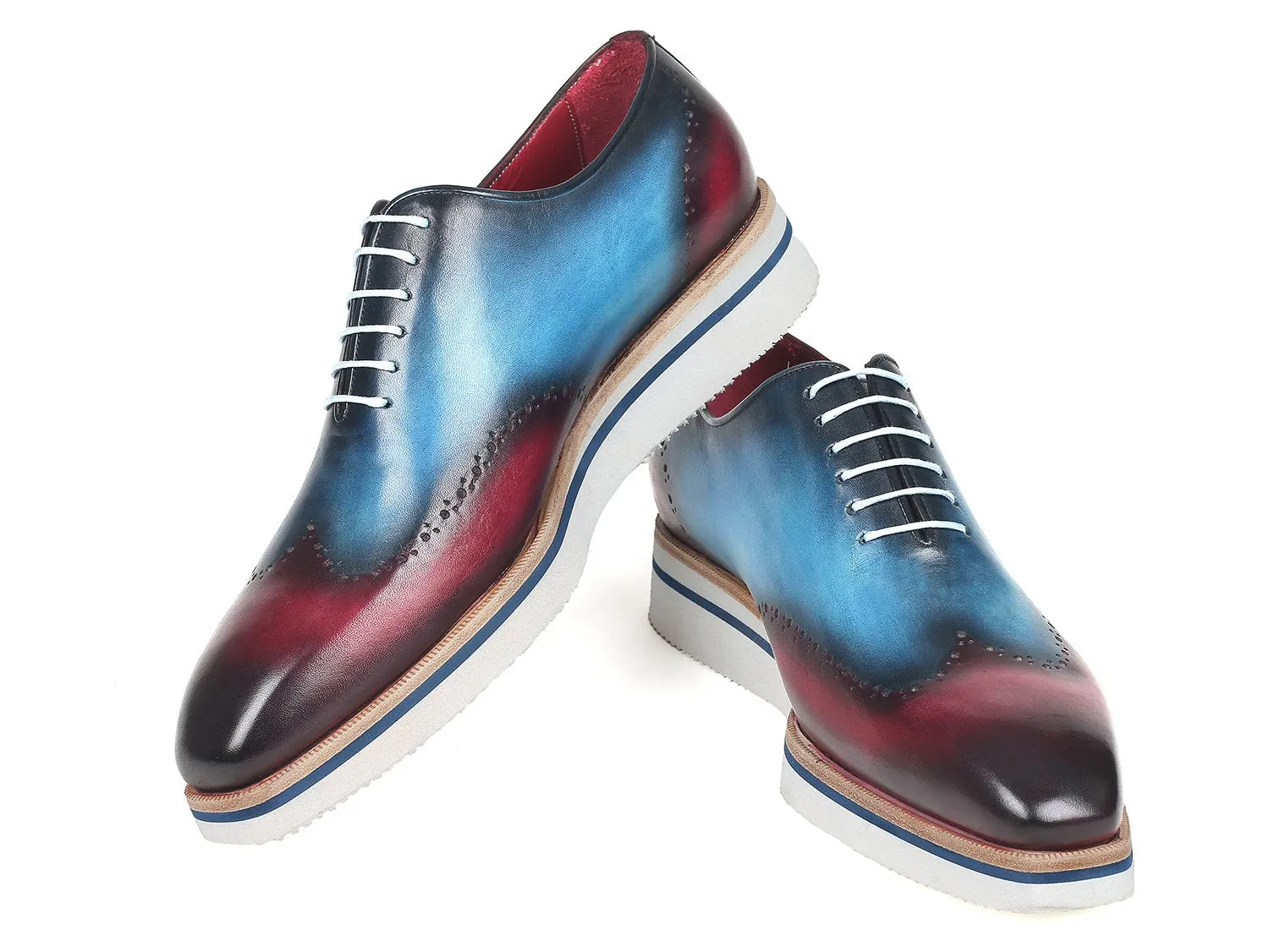 Paul Parkman Chaussures Paul Parkman Oxfords à bout effilé décontracté élégant pour hommes en bleu et violet