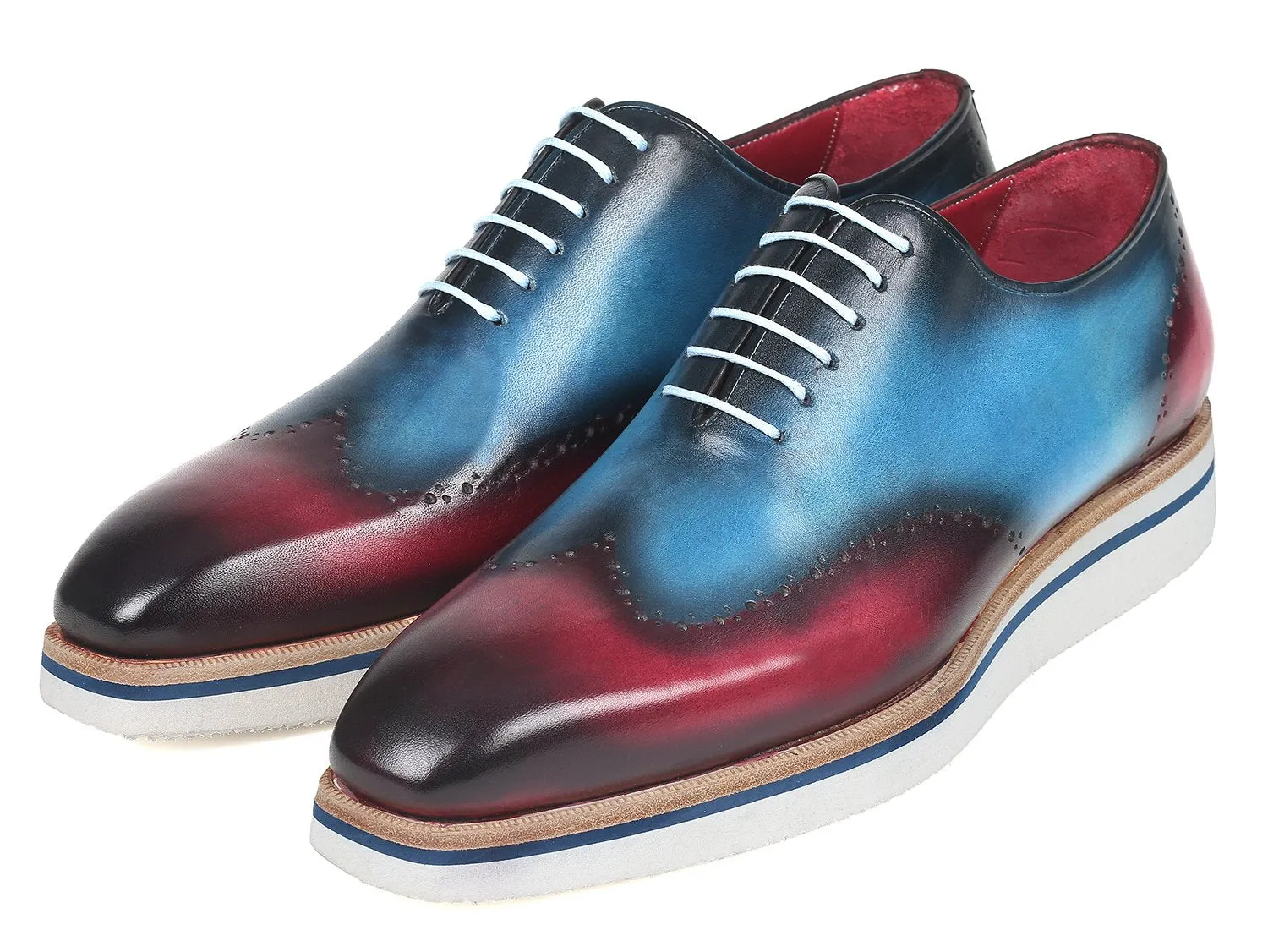 Paul Parkman Chaussures Paul Parkman Oxfords à bout effilé décontracté élégant pour hommes en bleu et violet
