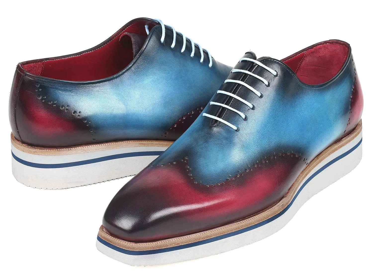 Paul Parkman Chaussures Paul Parkman Oxfords à bout effilé décontracté élégant pour hommes en bleu et violet