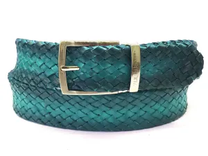 Paul Parkman Chaussures Ceinture en cuir tissé pour hommes Paul Parkman en turquoise