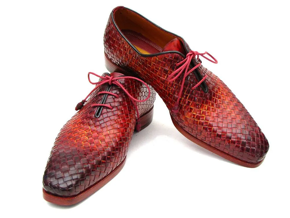 Paul Parkman Chaussures Paul Parkman Oxfords en cuir tissé pour hommes en Bordeaux & Tabac