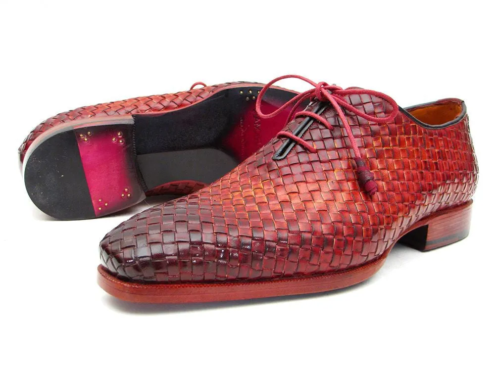 Paul Parkman Chaussures Paul Parkman Oxfords en cuir tissé pour hommes en Bordeaux & Tabac