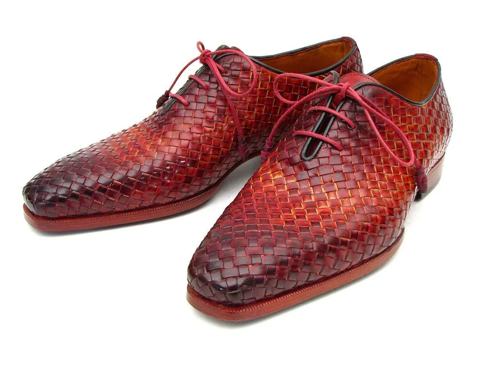 Paul Parkman Chaussures Paul Parkman Oxfords en cuir tissé pour hommes en Bordeaux & Tabac