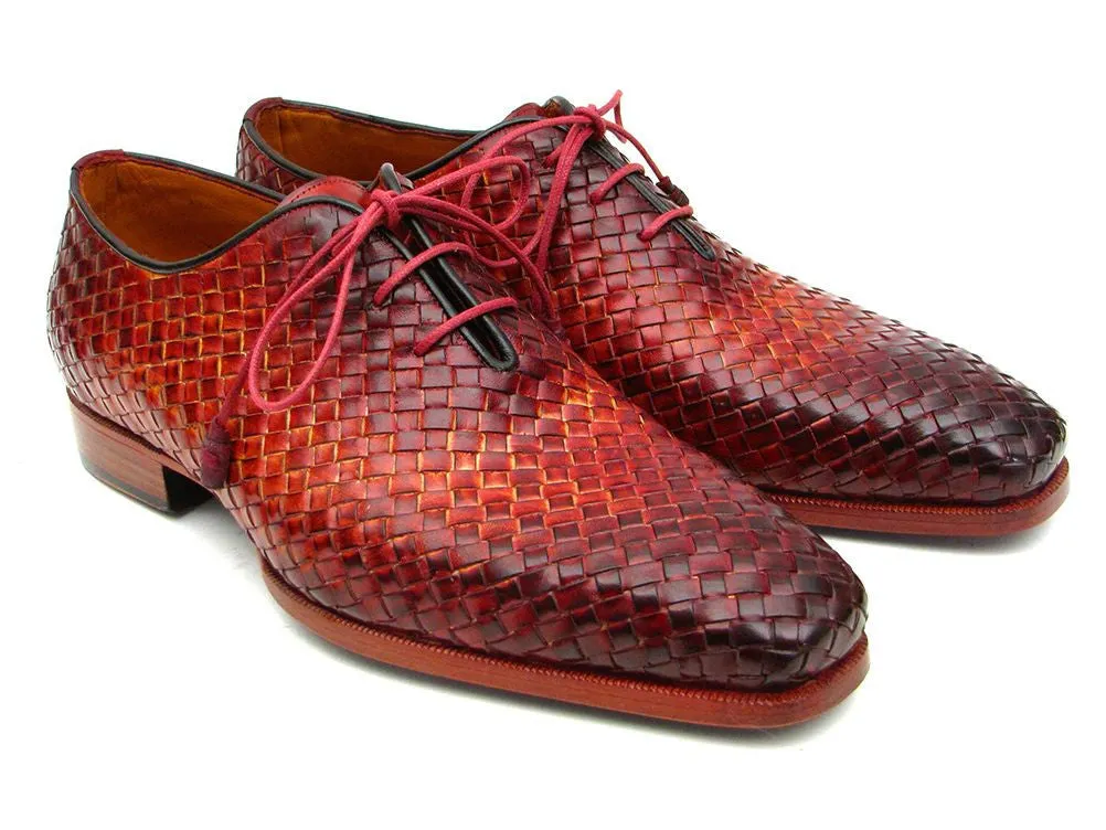 Paul Parkman Chaussures Paul Parkman Oxfords en cuir tissé pour hommes en Bordeaux & Tabac