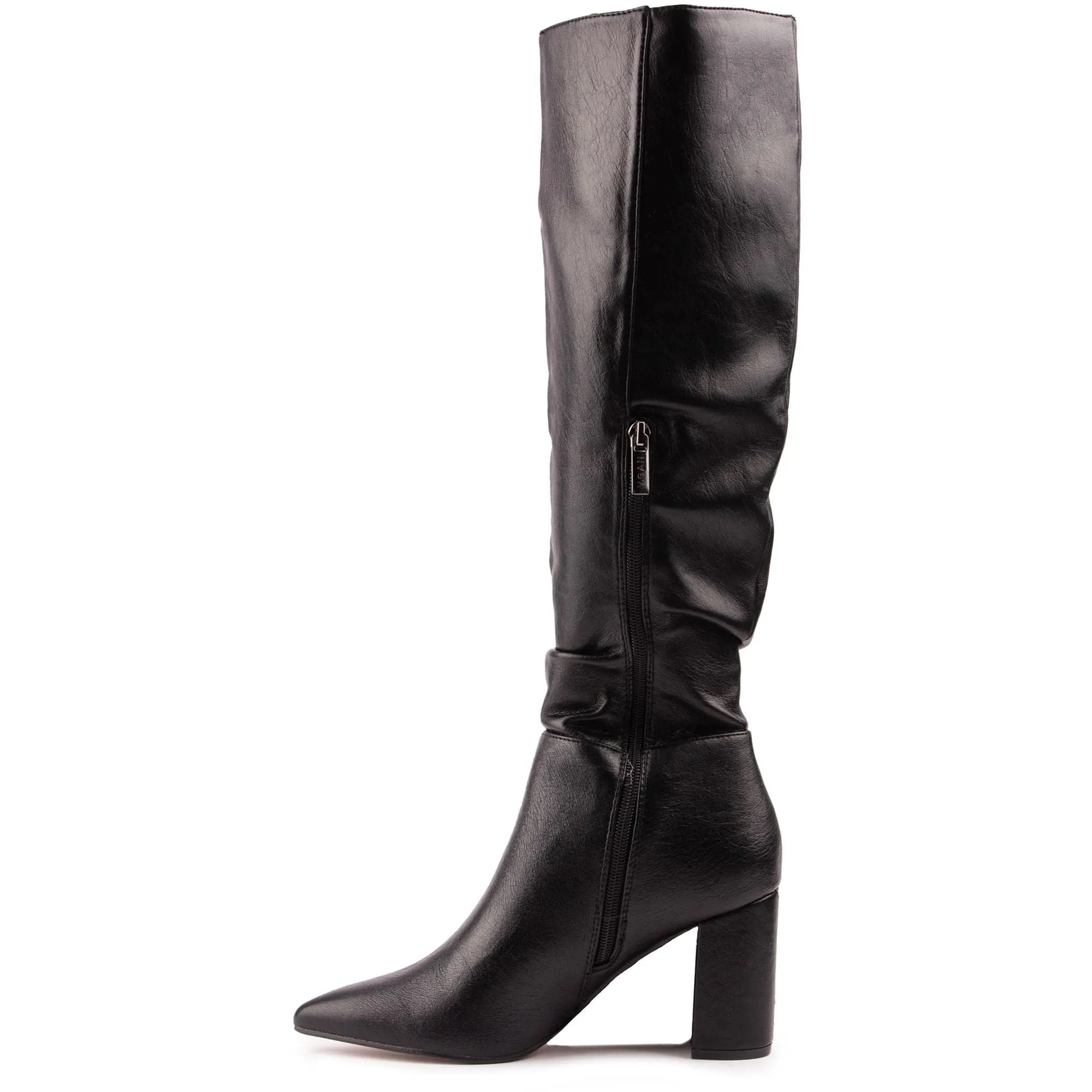 Bottes hautes en simili-cuir vegan pour femmes Peach | Noir