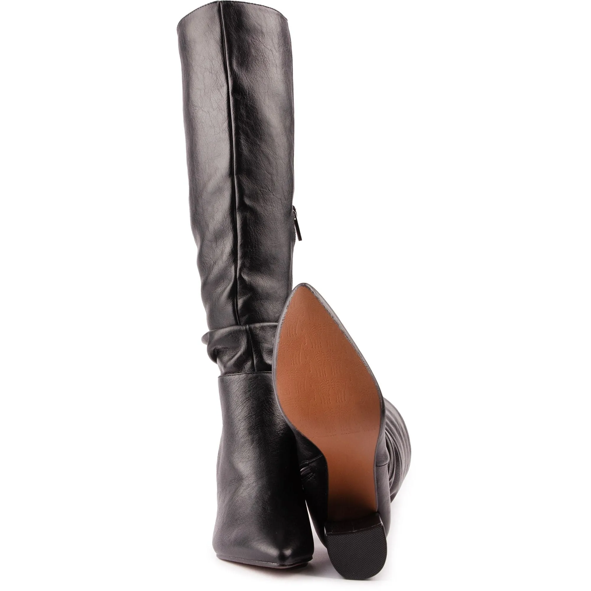 Bottes hautes en simili-cuir vegan pour femmes Peach | Noir