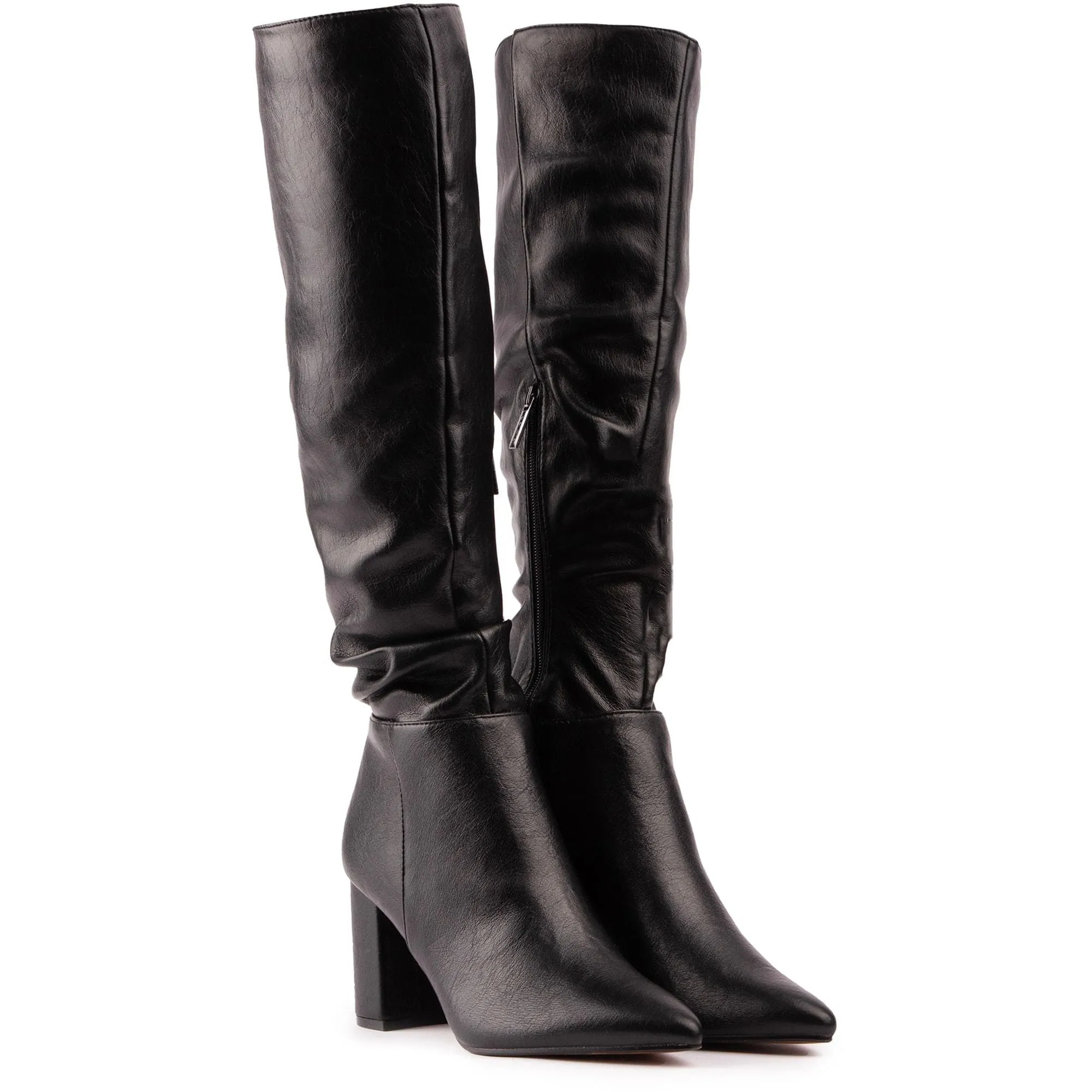 Bottes hautes en simili-cuir vegan pour femmes Peach | Noir