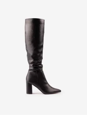 Bottes hautes en simili-cuir vegan pour femmes Peach | Noir