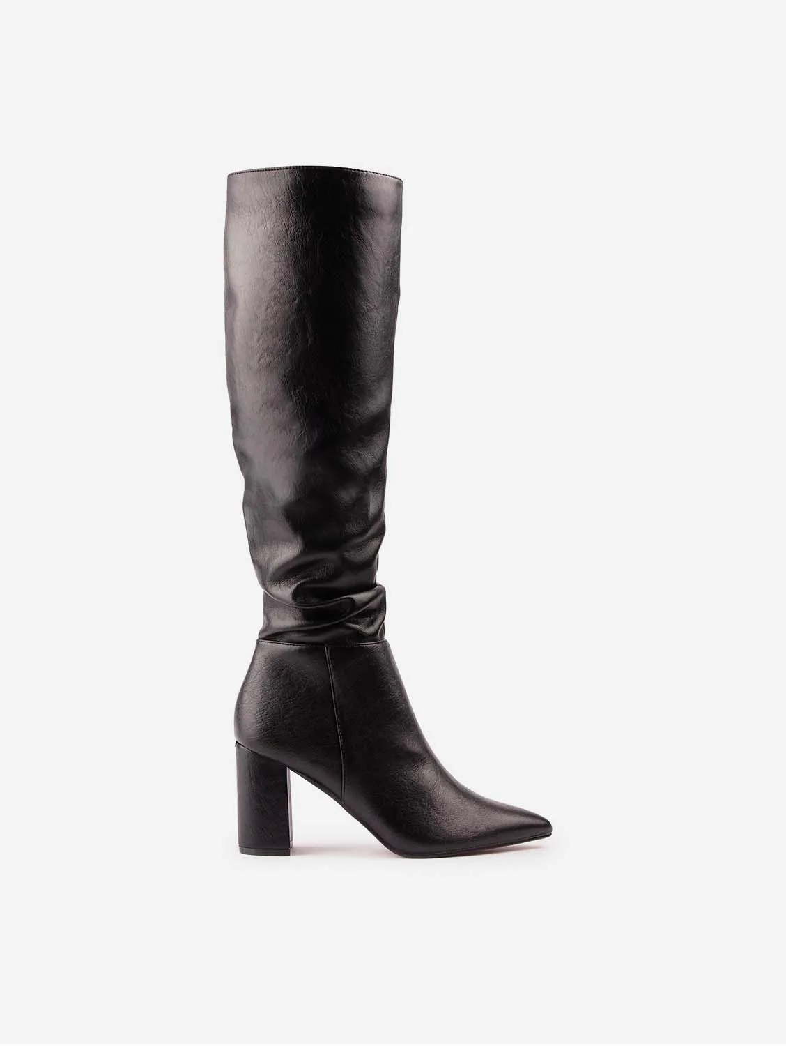 Bottes hautes en simili-cuir vegan pour femmes Peach | Noir