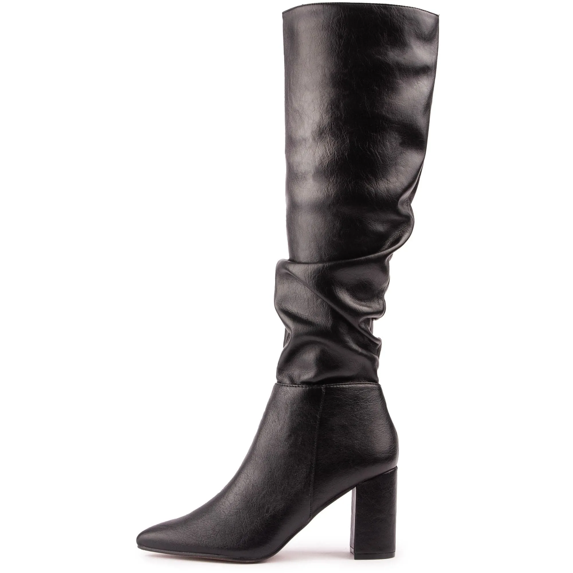 Bottes hautes en simili-cuir vegan pour femmes Peach | Noir