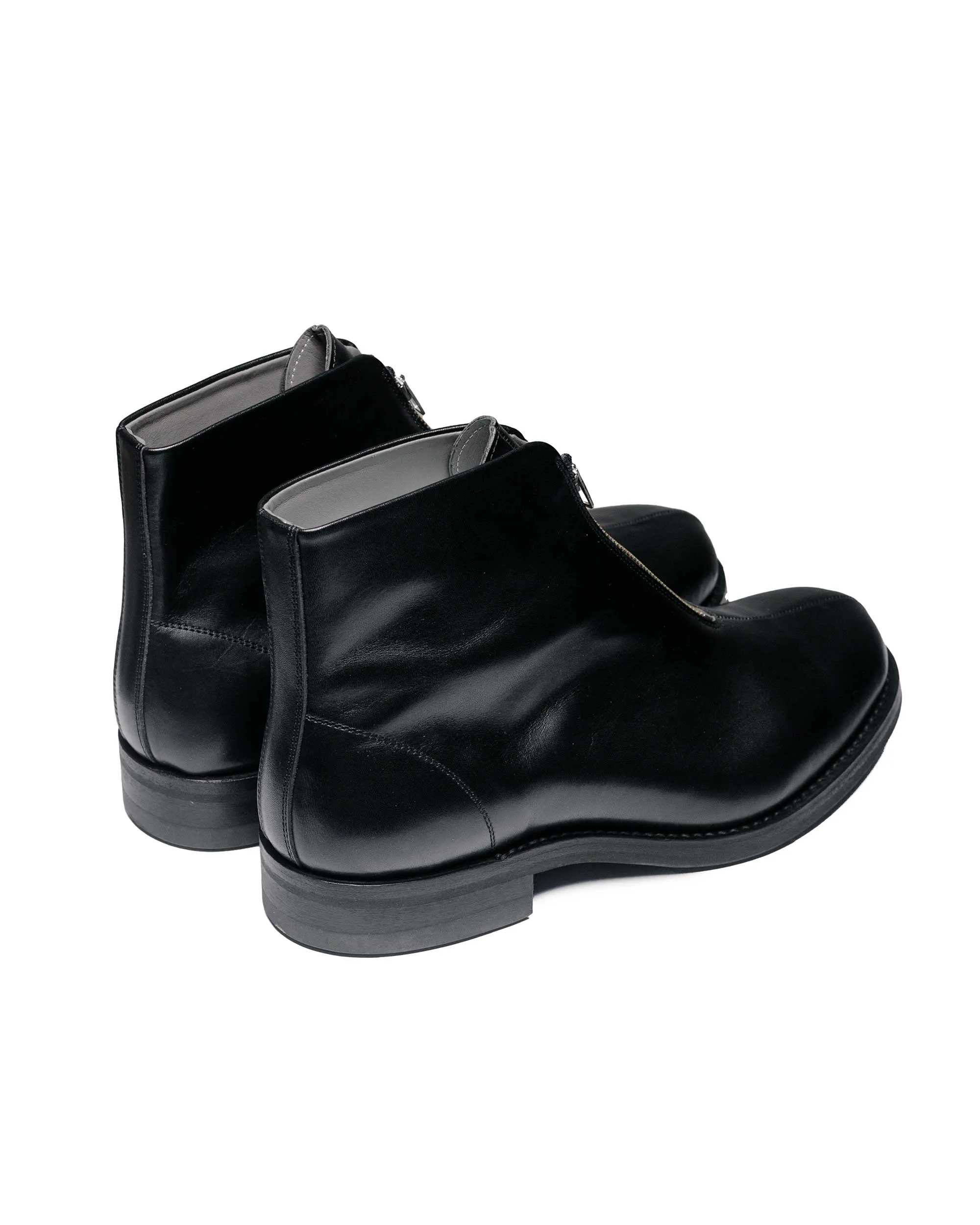 Bottes Aviator à Fermeture Éclair Phigvel Lady White en Peau de Veau Noir