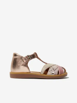 Sandales Pom D'Api pour filles en cuir Poppy Oto en rose