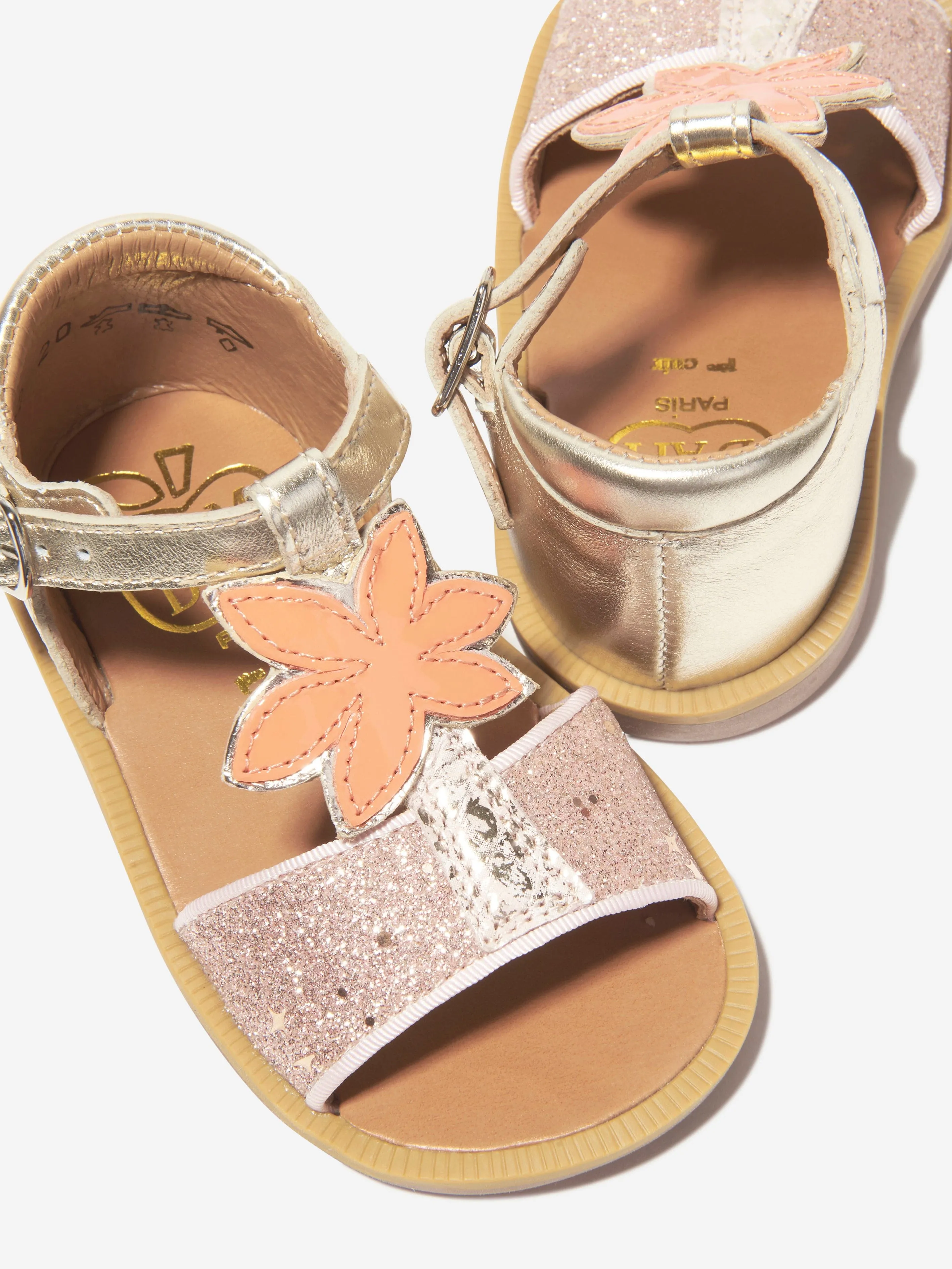 Sandales Pom D'Api Girls Poppy Malibu en Or