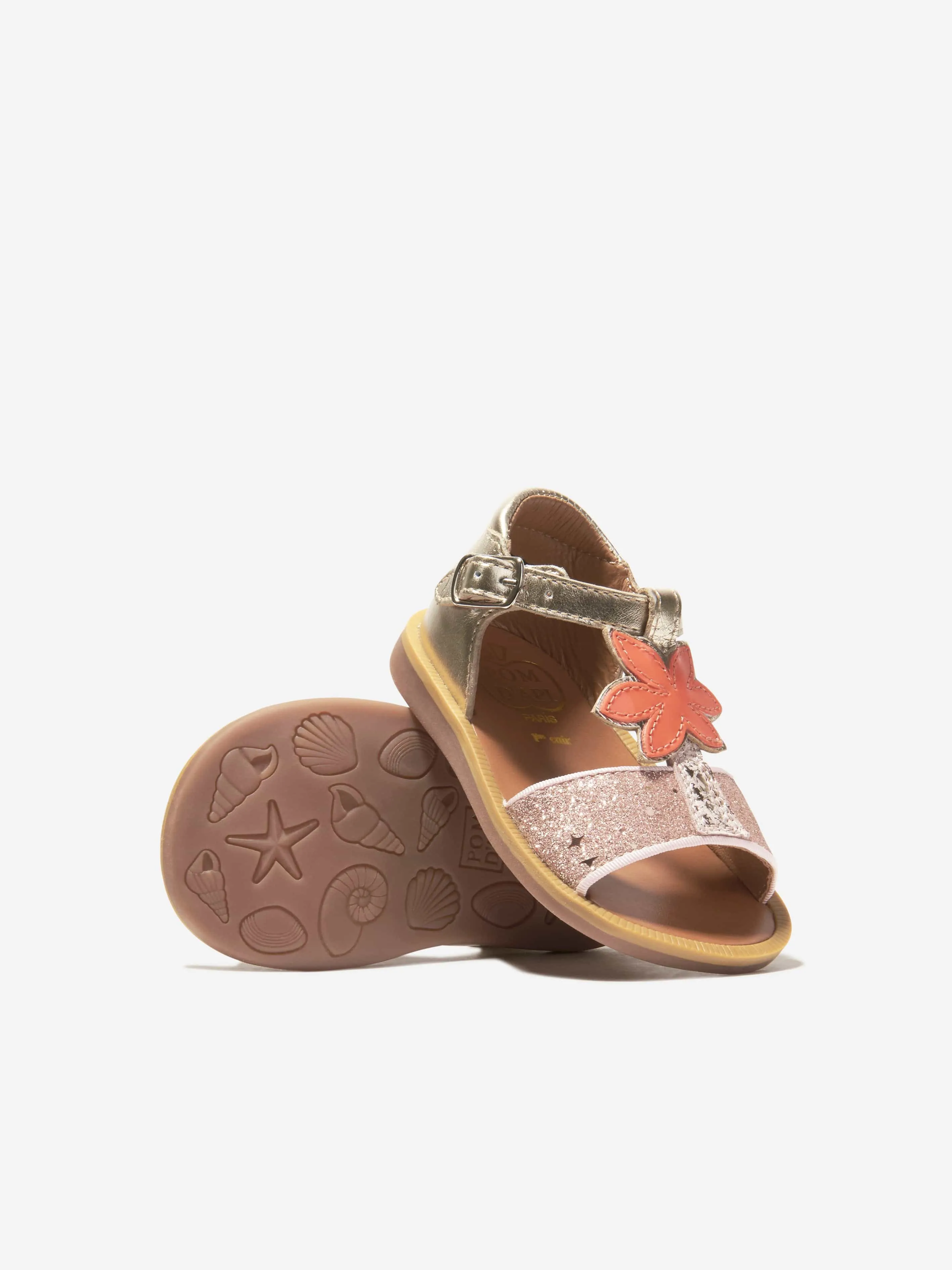 Sandales Pom D'Api Girls Poppy Malibu en Or