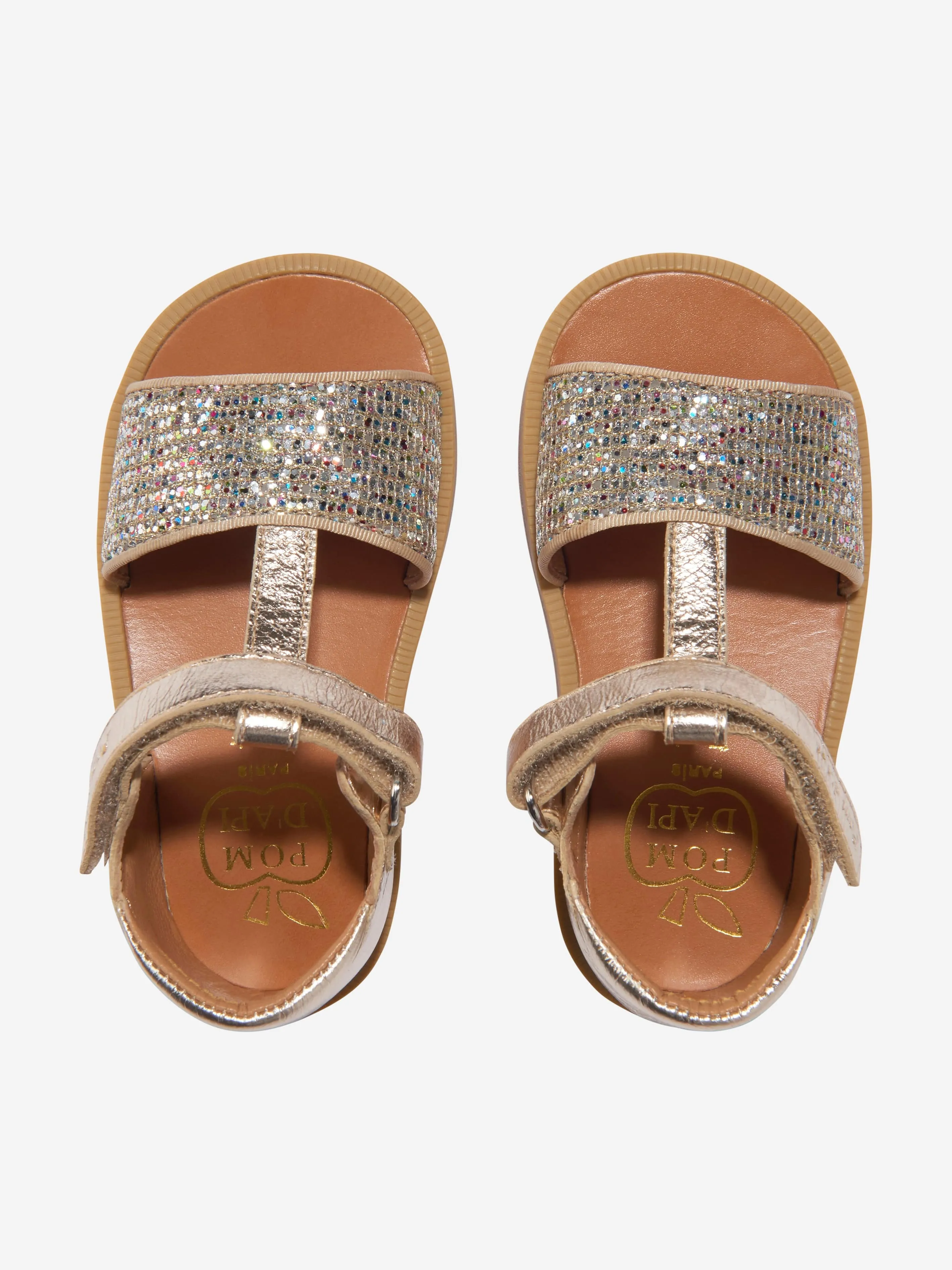 Sandales à boucle facile Poppy Tao pour filles Pom D'Api en or