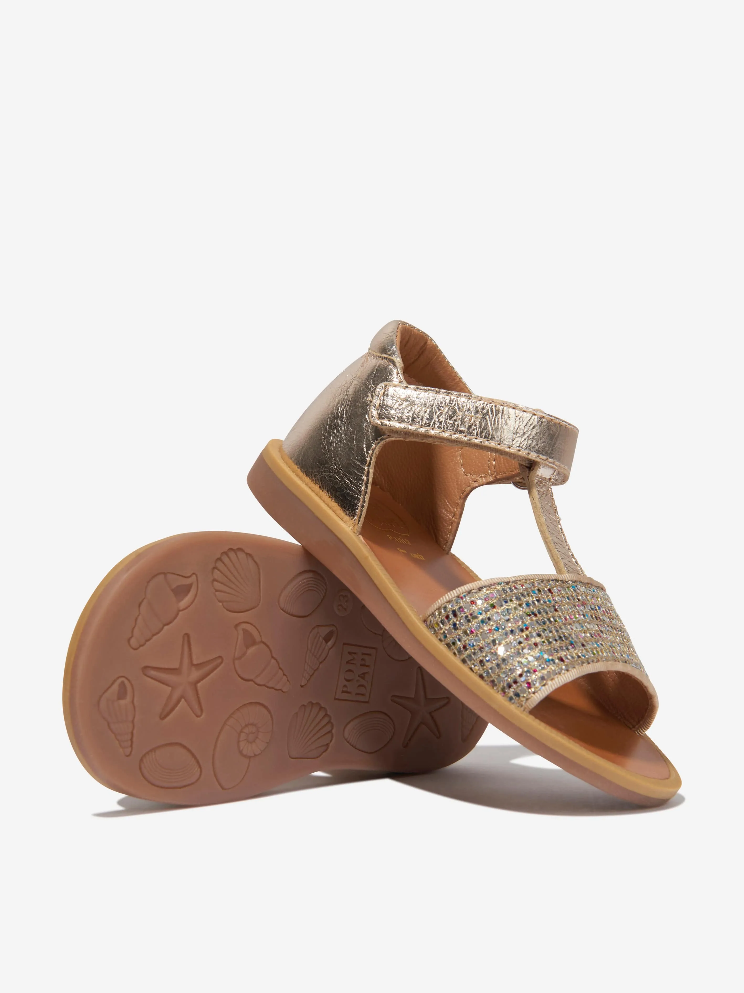 Sandales à boucle facile Poppy Tao pour filles Pom D'Api en or