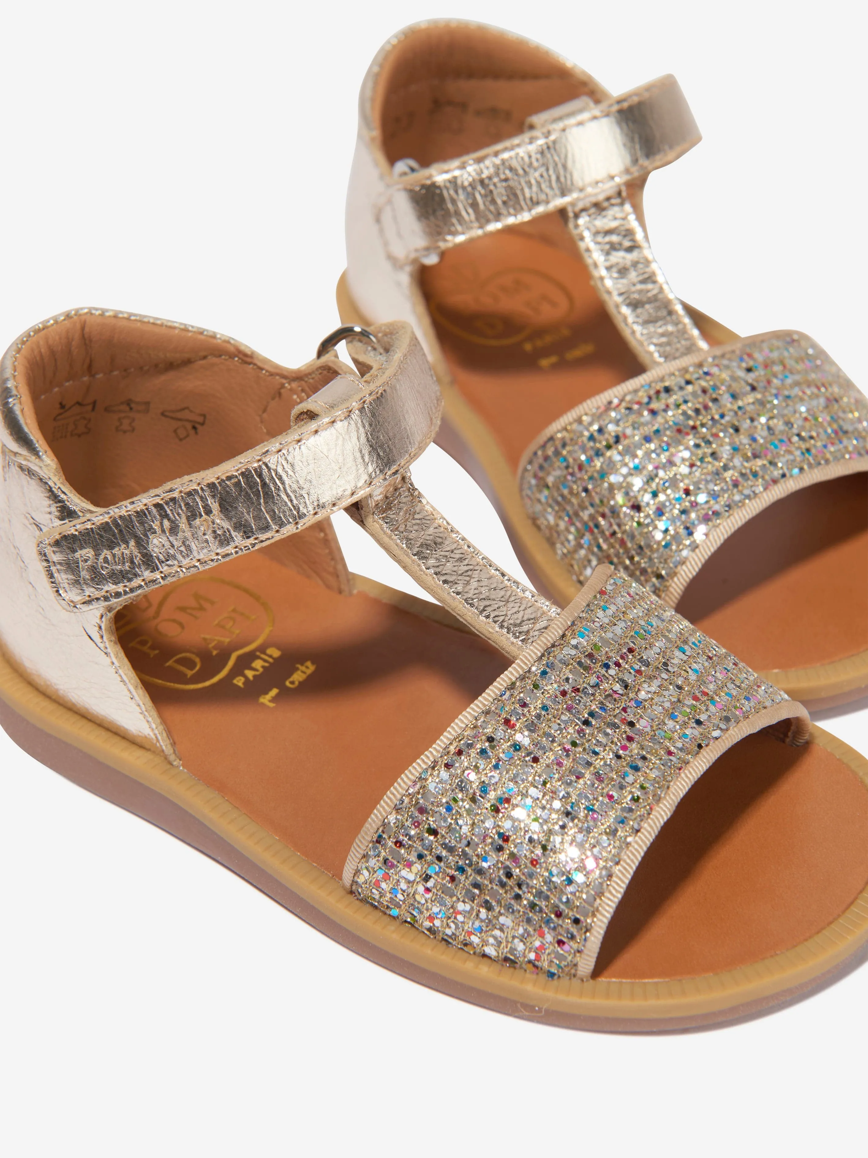 Sandales à boucle facile Poppy Tao pour filles Pom D'Api en or