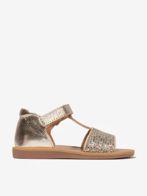 Sandales à boucle facile Poppy Tao pour filles Pom D'Api en or