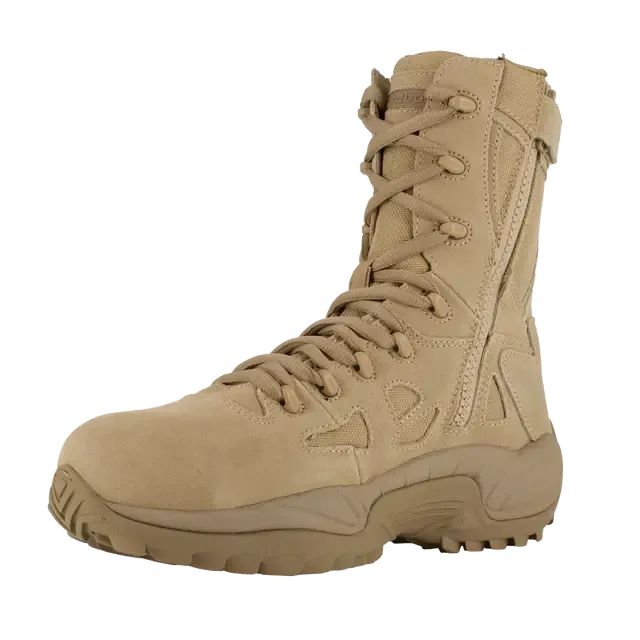 Botte de travail militaire Rapid Response Rb à embout composite 8 pouces avec fermeture éclair latérale, couleur sable désert