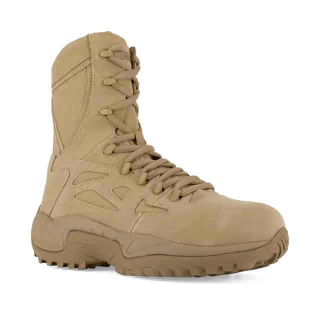 Botte de travail militaire Rapid Response Rb à embout composite 8 pouces avec fermeture éclair latérale, couleur sable désert