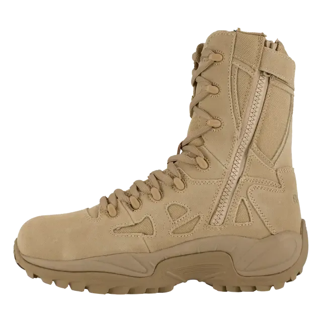 Botte de travail militaire Rapid Response Rb à embout composite 8 pouces avec fermeture éclair latérale, couleur sable désert