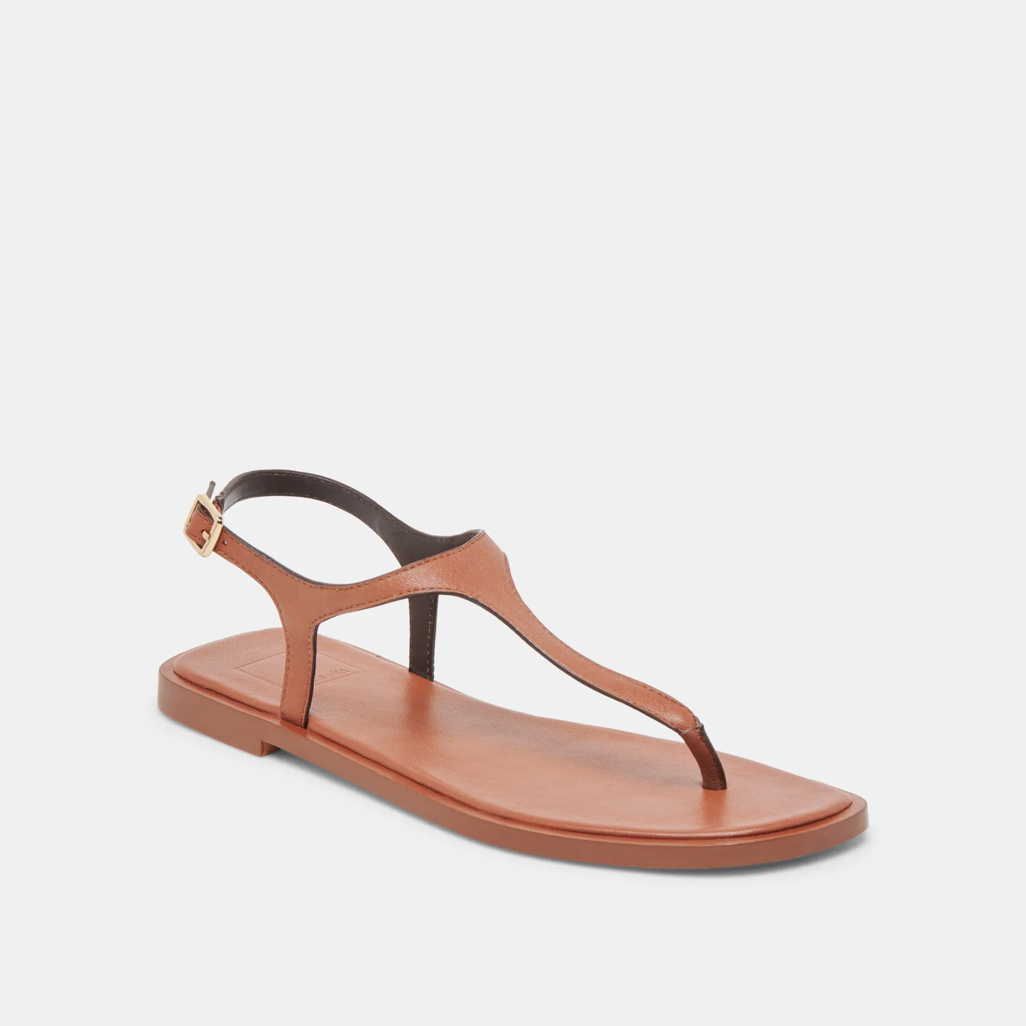 SANDALES RAYE EN CUIR TAN