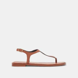 SANDALES RAYE EN CUIR TAN