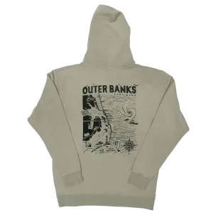 VRAIE Sweat à capuche avec carte des Outer Banks - Ciment