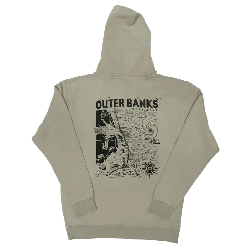 VRAIE Sweat à capuche avec carte des Outer Banks - Ciment
