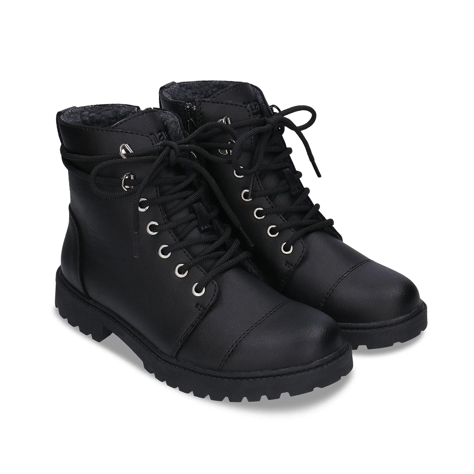 Botte cheville unisexe vegan à lacets Resta | Noir