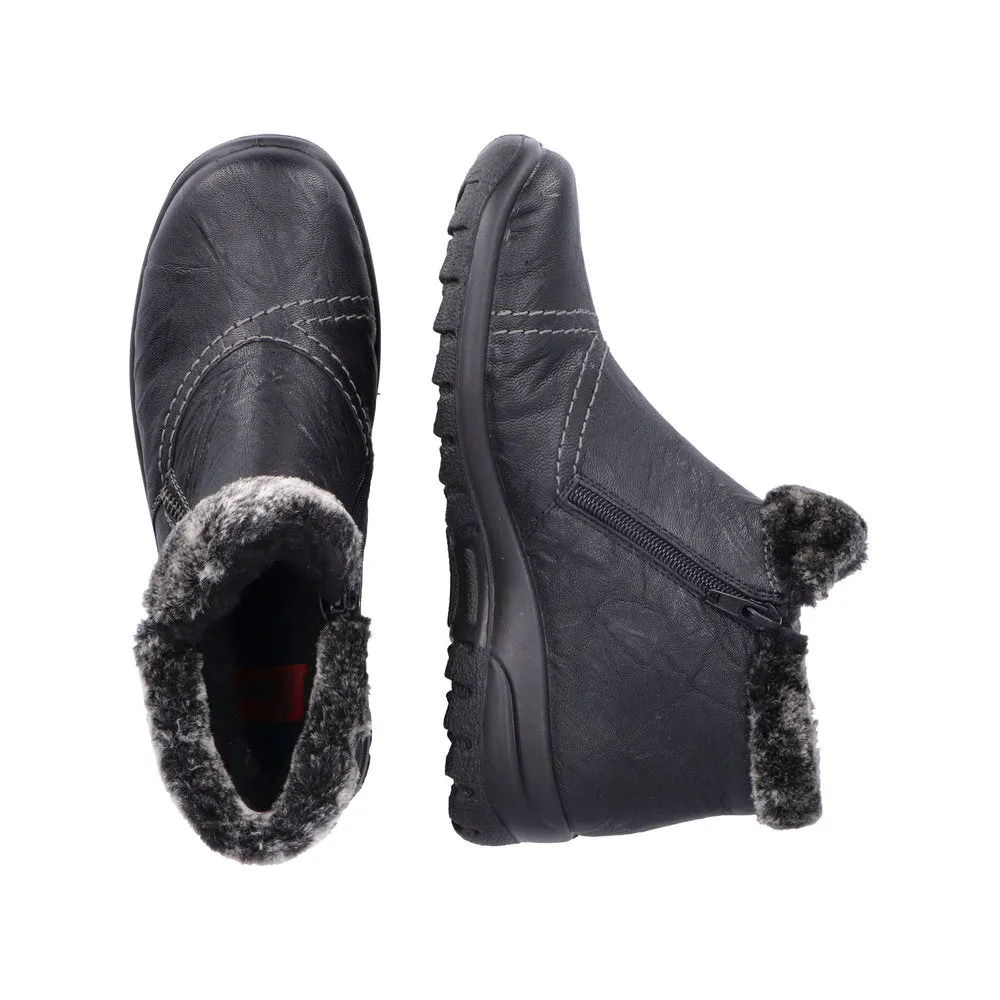 Rieker Chaussures L7172-00 Cuff en Fourrure Noire RTex