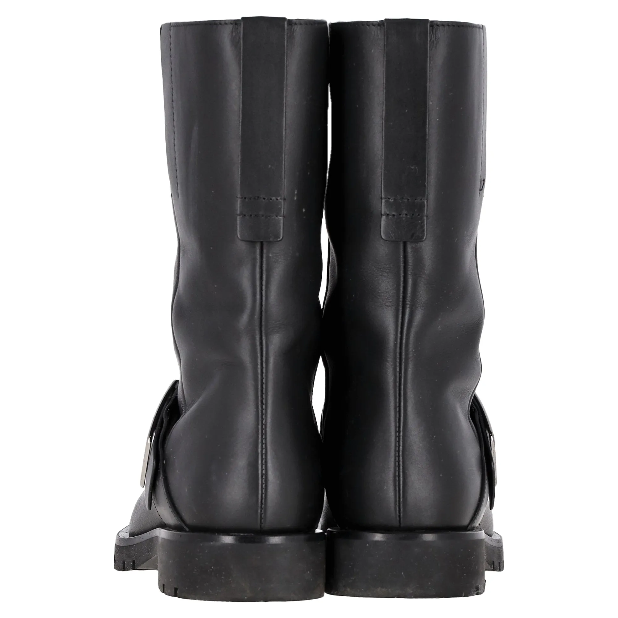 Bottes Biker à Boucle Roger Vivier en Cuir Noir