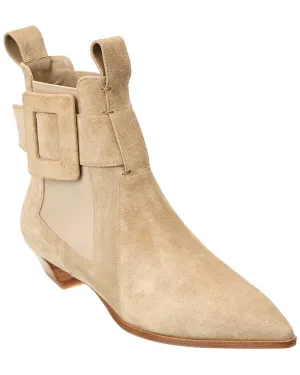 Chaussures Bottines Roger Vivier en Suède avec Plaque Logo Viv