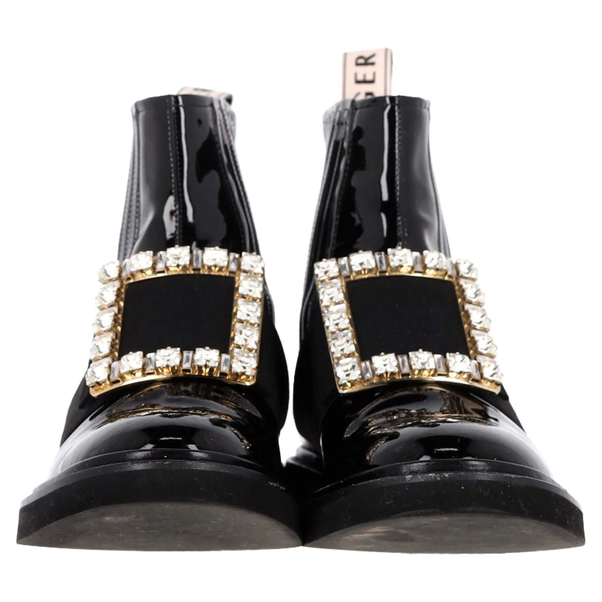 Roger Vivier Bottines Chelsea Viv Rangers en Cuir Verni Noir_Roger-Vivier