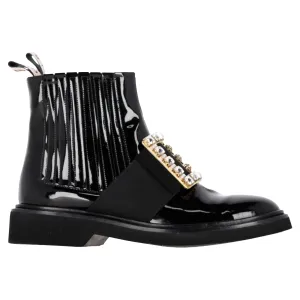 Roger Vivier Bottines Chelsea Viv Rangers en Cuir Verni Noir_Roger-Vivier