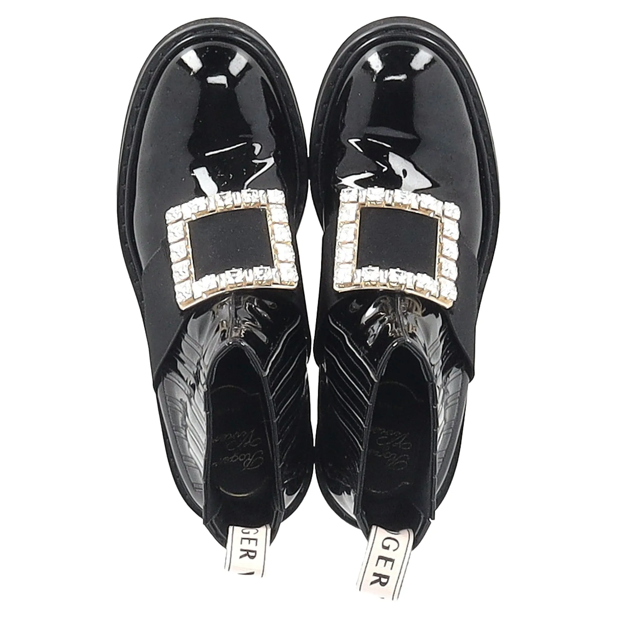 Roger Vivier Bottines Chelsea Viv Rangers en Cuir Verni Noir_Roger-Vivier