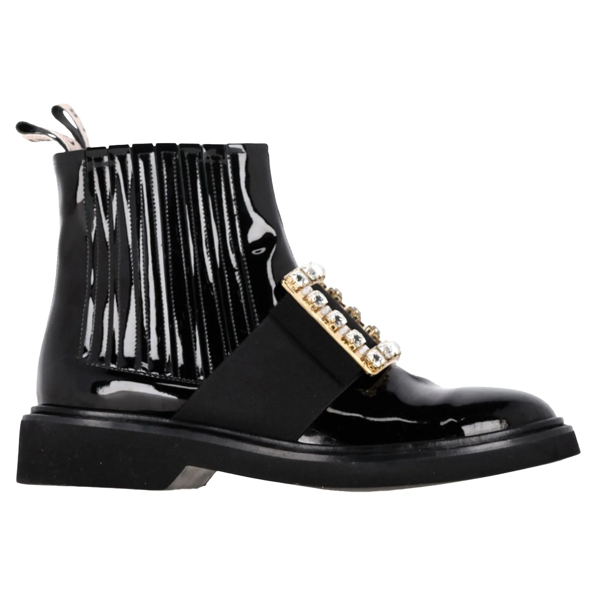 Roger Vivier Bottines Chelsea Viv Rangers en Cuir Verni Noir_Roger-Vivier