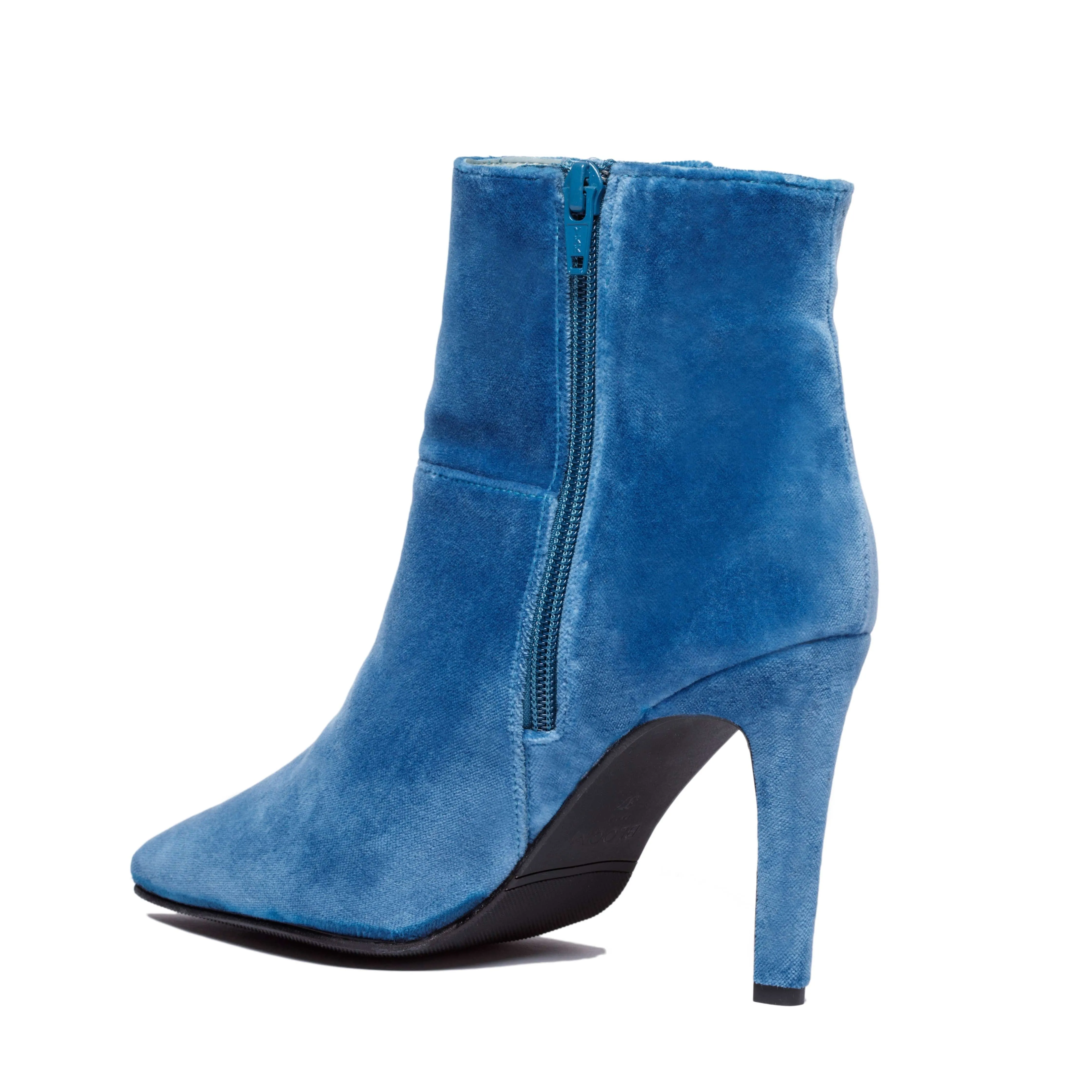 Bottes à talons vegan en velours Rose | Bleu