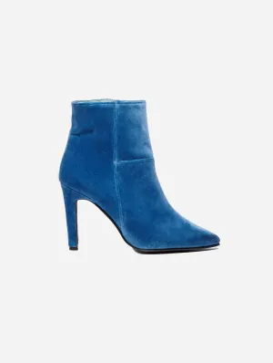 Bottes à talons vegan en velours Rose | Bleu