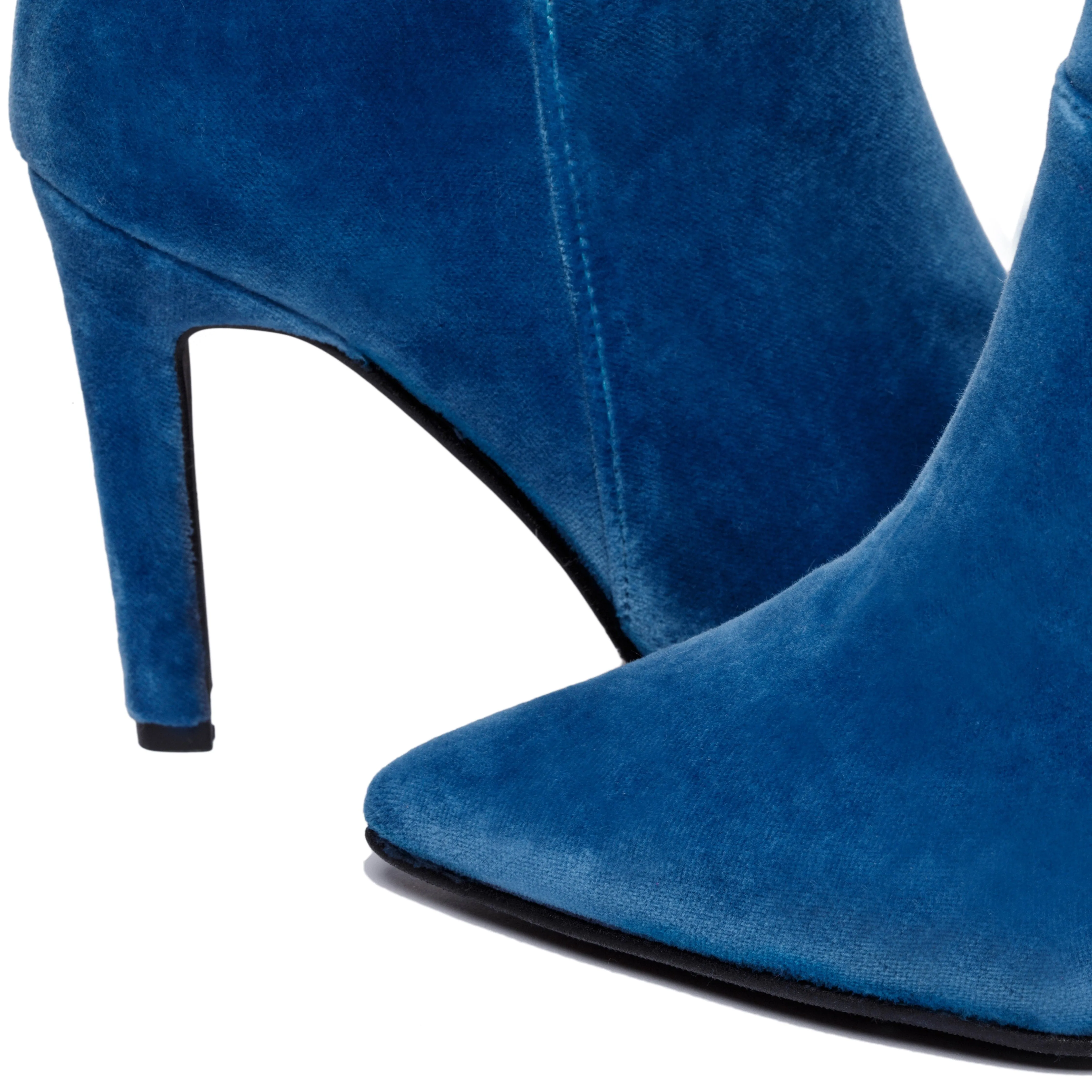 Bottes à talons vegan en velours Rose | Bleu
