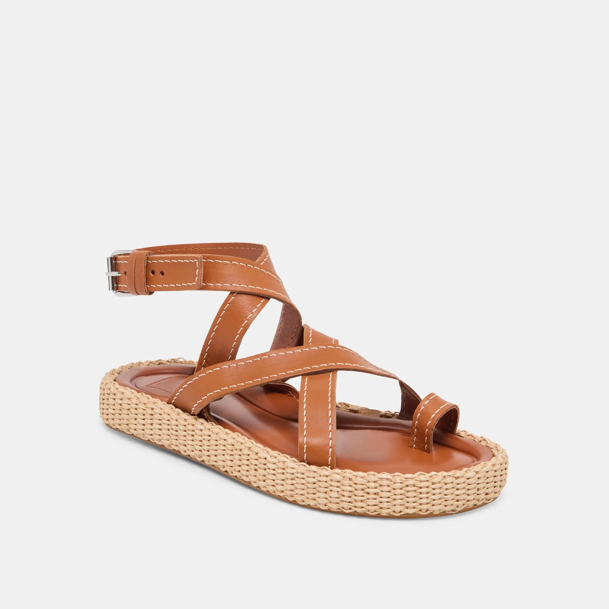 SANDALES ROXIE EN CUIR MARRON
