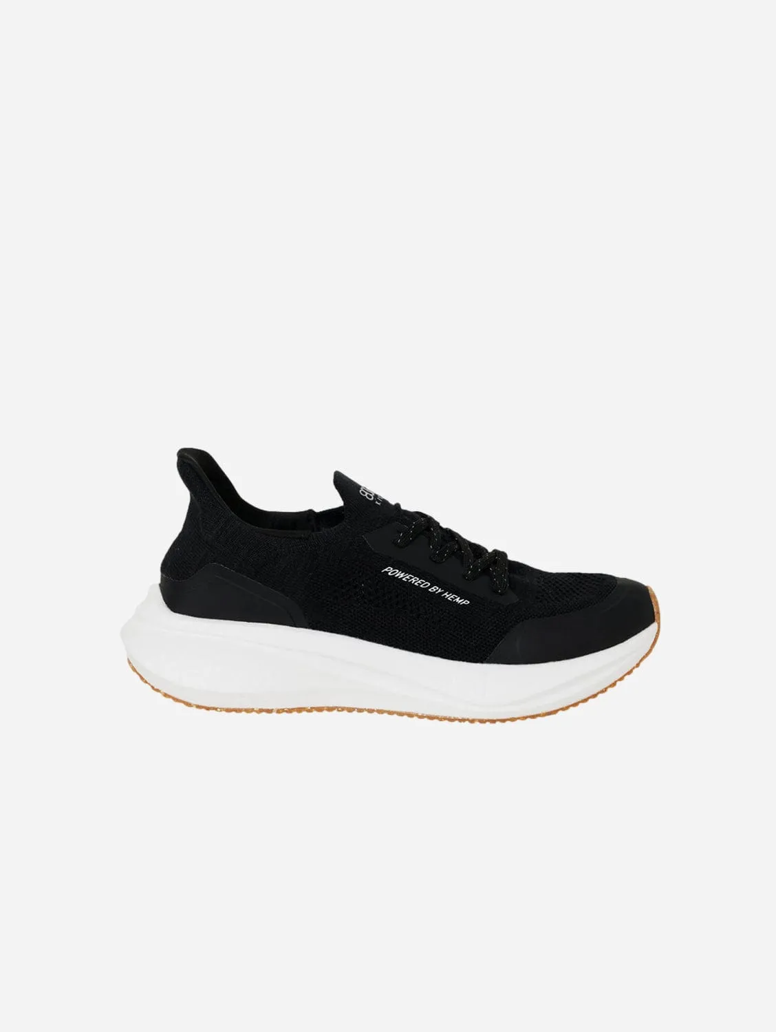 Chaussures de Course pour Hommes en Cuir de Chanvre | Noir & Blanc